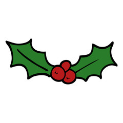 cartoon doodle holly twig