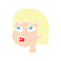 flat color illustration of a cartoon female face