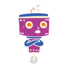 flat color style cartoon robot with crossed arms