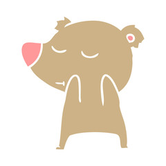 happy flat color style cartoon bear
