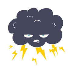 flat color illustration of a cartoon thundercloud