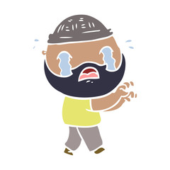 flat color style cartoon bearded man crying