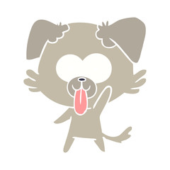 flat color style cartoon dog with tongue sticking out