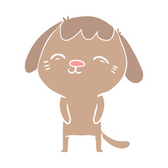 happy flat color style cartoon dog