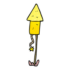 cartoon doodle firework rocket
