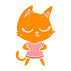 calm flat color style cartoon cat