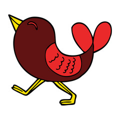 cartoon doodle red bird