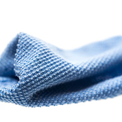 Blue microfiber cloth isolated on white background