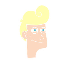 flat color illustration of a cartoon smiling man