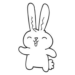 line drawing cartoon jolly rabbit
