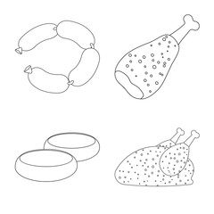 Vector design of meat and ham symbol. Set of meat and cooking stock vector illustration.