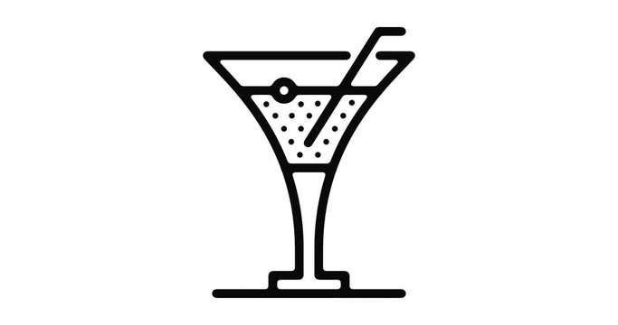 Cocktail line icon motion graphic animation with alpha channel.