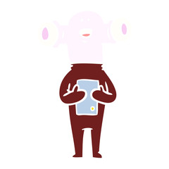 friendly flat color style cartoon alien