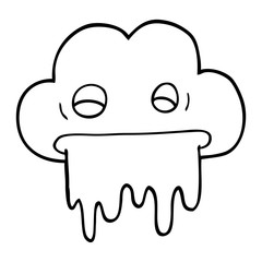 line drawing cartoon rain cloud