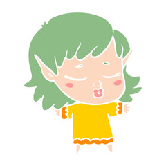 pretty flat color style cartoon elf girl