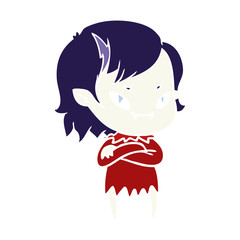 flat color style cartoon friendly vampire girl