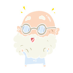 cute flat color style cartoon surprised old man