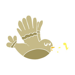 flat color illustration of a cartoon singing bird