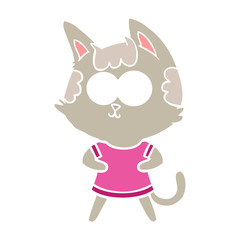 happy flat color style cartoon cat