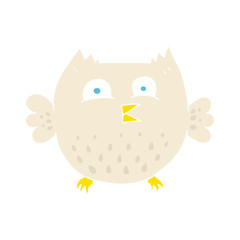 flat color illustration of a cartoon happy owl