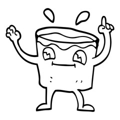 line drawing cartoon glass tumbler