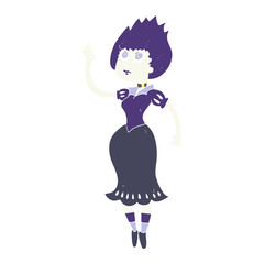 flat color illustration of a cartoon vampire girl