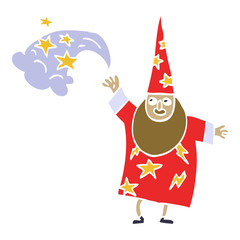 cartoon doodle wizard casting spell