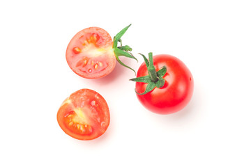 Fresh tomatoes on white background. Top view