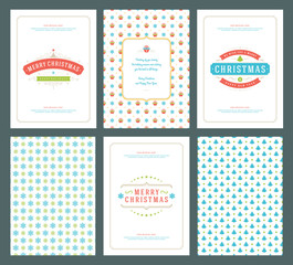 Merry Christmas greeting cards templates and patterns backgrounds