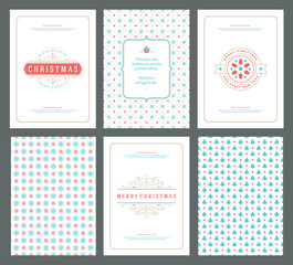Merry Christmas greeting cards templates and patterns backgrounds