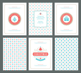 Merry Christmas greeting cards templates and patterns backgrounds