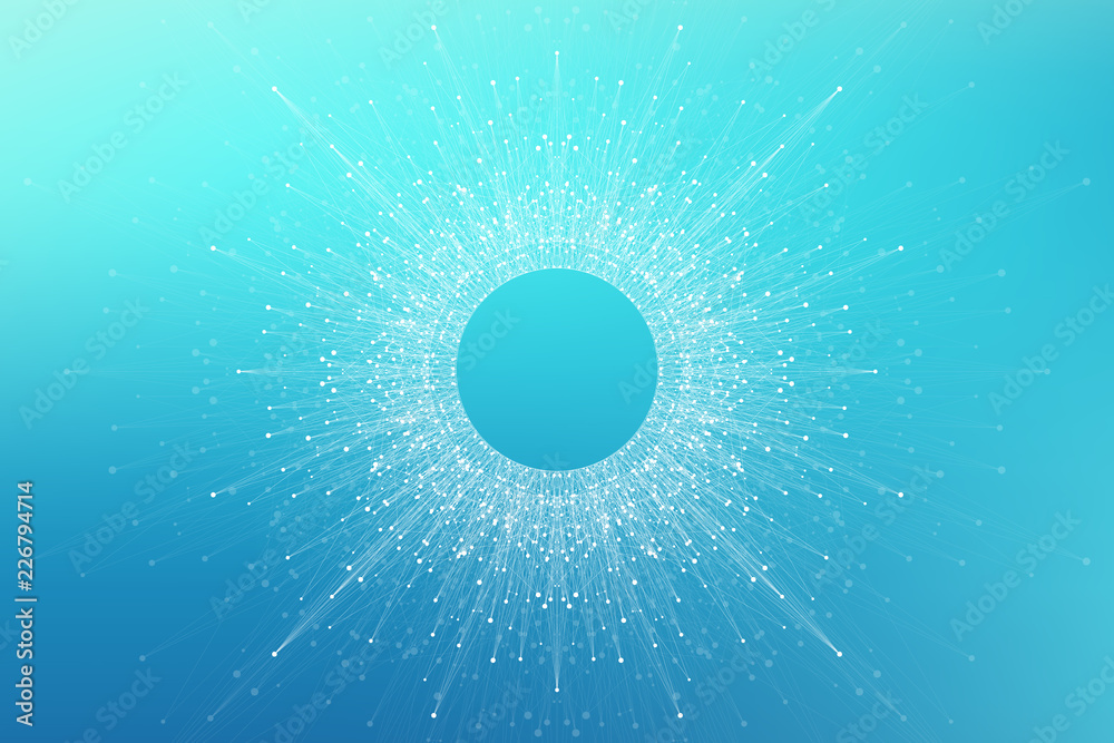 Poster Artificial Intelligence Logo. Artificial Intelligence and Machine Learning Concept. Vector symbol AI. Neural networks and another modern technologies concepts. Technology sci-fi concept.