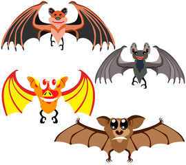 Fototapeta premium cartoon Bat, magic animal, a set of different colors and shapes