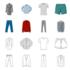 Vector illustration of man and clothing logo. Set of man and wear vector icon for stock.