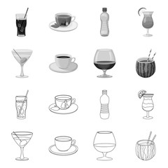Vector illustration of drink and bar icon. Set of drink and party vector icon for stock.