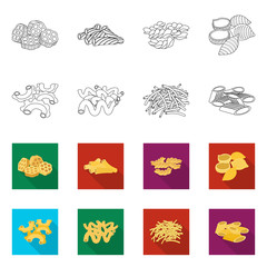 Vector design of pasta and carbohydrate icon. Collection of pasta and macaroni stock symbol for web.