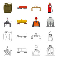 Vector illustration of oil and gas icon. Set of oil and petrol vector icon for stock.