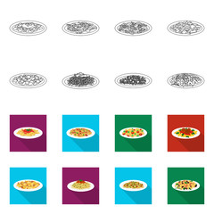 Vector design of pasta and carbohydrate logo. Set of pasta and macaroni stock vector illustration.