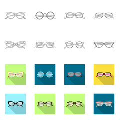 Vector design of glasses and frame symbol. Set of glasses and accessory vector icon for stock.