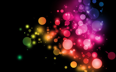 Colorful sparkle rays lights with bokeh elegant show on stage abstract background. Dust sparks background.