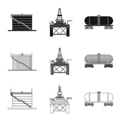 Isolated object of oil and gas logo. Collection of oil and petrol vector icon for stock.