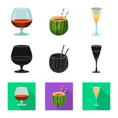 Isolated object of drink and bar symbol. Collection of drink and party vector icon for stock.