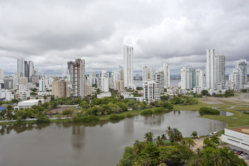 Fototapeta premium Cartagena, a beautiful historic city on the Caribbean coast of Colombia, has excellent beaches, a historic old town (that evokes the history of Colombia and can be explored entirely on foot) and beau