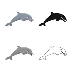 Vector illustration of sea and animal sign. Set of sea and marine stock vector illustration.