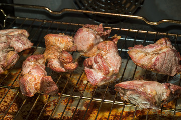 Pork shish kebab roasted in the oven