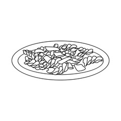 Vector design of pasta and carbohydrate icon. Set of pasta and macaroni stock symbol for web.
