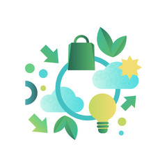 Eco related symbols, ecology signs, green energy and environment protection vector Illustration on a white background