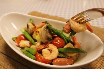 お手製アヒージョのランチ