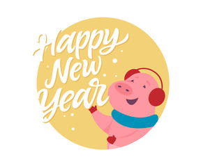 Happy New Year - modern cartoon character illustration