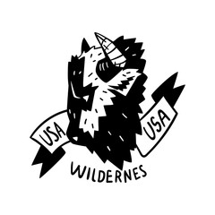 USA wilderness adventure retro logo design vector Illustration on a white background